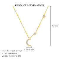 wholesale S925 Sterling Silver Star And Moon Light Luxury Zircon Earrings For Women, Fashionable And Versatile-A4092-Gold 925 Silver