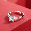 925 Silver Moissanite Square Ring Cross-border Wholesale Design-0-2