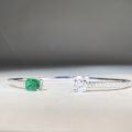 wholesale 925 Sterling Silver Women's Solid Bangle Adjustable Opening Emerald Bracelet Simple Elegant Craft Plated 18K Gold Style-0-1