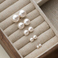 wholesale S925 Silver Swarovski Pearl Large Round High-Luster Pearl Stud Earrings High-End Earrings M01570-0-0