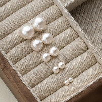 wholesale S925 Silver Swarovski Pearl Large Round High-Luster Pearl Stud Earrings High-End Earrings M01570-S925 Silver Domestic Shijia Pearl 4MM (excluding ear plugs)  925 Silver