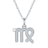 wholesale S925 Silver New Classic Twelve Zodiac Signs Series Pendant with D Color Moissanite, Unisex Necklace-Virgo (0.20ct)  925 silver