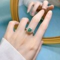 wholesale S925 Silver New ZHUOZHF Jewelry Imported High-Carbon Diamond 6*6 Paraiba Green Ring for WomenIns Style-0-3