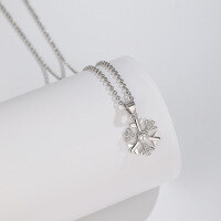 wholesale 925 Sterling Silver Minimalist Design Snowflake Pearl Pendant Women's Korean Style Elegant Collarbone Necklace Free Engraving-Snowflake Pearl Pendant (without chain) 925 Silver
