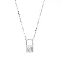 wholesale S925 Sterling Silver Adjustable Three-Shape Heart Lock and Key Pendant Necklace for Daily Wear-Platinum 925 silver