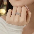 wholesale S925 Sterling Silver Christmas Best-Seller Women's Ring, Exquisite and High-End Round Zirconia Row Diamond Design Wedding-Style Thick Band-0-1