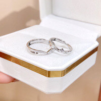 wholesale S925 Sterling Silver Four-Pointed Star Couple's Ring Pair, Ins Style Minimalist Unisex Niche Design Plain Open Adjustable Ring-Four-pointed star couple ring/approx. 4.22g&gt;PR003538