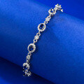 wholesale S925 Silver New Style Simulated Sapphire 3*4mm Oval Row Diamond Bracelet for Women, Adjustable, Chinese Style-0-1