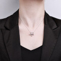 S925 Silver Cross-Border Exclusive Personalized Fan Flower Moissanite Necklace-0-2
