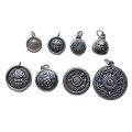 wholesale  999 Silver Eight Treasures Compass Pendant, Zhajilamu Yellow Jambhala Round Amulet Pendant Drop, Handmade DIY Weaving Accessories-0-4