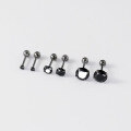 wholesale S925 Sterling Silver Exquisite Niche Design Ear Cartilage Stud New Four-Prong Black Diamond Threaded Earring M05996-0-2