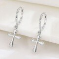 wholesale S925 Sterling Silver Cross Ear Hoop Ear Clasp, Fashionable Minimalist Personality Trend High-End Sense Daily Versatile Earrings-0-3