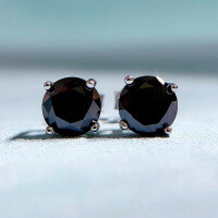 wholesale 925 Silver Zhuo Zhifan Jewelry New Classic 1-Carat Four-Prong Stud Earrings High Carbon Diamond Cross-Border Ins Hot-Selling Item-E178 Black Stone 925 Silver