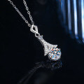 S925 Sterling Silver Moissanite Pendant Necklace, Fashionable Luxury Diamond Design-0-1