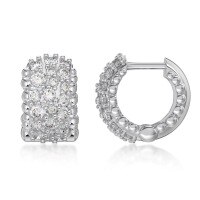 wholesale S925 Sterling Silver Women's Cross-Border Small Wide Version Zircon Ear Studs Earrings-Platinum DY110354-SW-WH 925 Silver