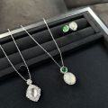 wholesale S925 Sterling Silver Water Foam Necklace, New Chinese Style Chalcedony Agate Quartz Jade Pendant, Simple and Versatile Live Streaming Hit-0-0