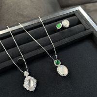 wholesale S925 Sterling Silver Water Foam Necklace, New Chinese Style Chalcedony Agate Quartz Jade Pendant, Simple and Versatile Live Streaming Hit-White Chalcedony-XL187 Copper (copper with cross chain)