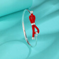 wholesale Original design S999 sterling silver bracelet woven with red rope creative youthful bow red rope bracelet for Goddess' Day-0-1