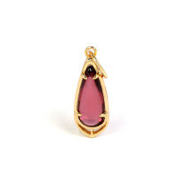 wholesale S925 Gold-Plated Silver Japanese Light Jewelry, Natural Teardrop Garnet, January Birthstone, Energy Stone Pendant-Red Pomegranate Pendant 925 Silver