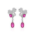 wholesale S925 Silver-Plated Zirconia Clover Earrings for Women, Light Luxury European-American Style, Fashionable and Versatile, Elegant and High-End-0-4