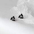 wholesale S925 silver geometric rectangular earrings for women, Korean-style minimalist black triangle earrings G7024-0-3