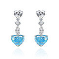 wholesale Silver, 5-carat white G-color high-carbon diamond earrings set with a 10*12 heart, exquisitely elegant for women-0-5