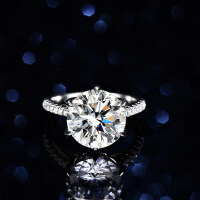 S925 Sterling Silver 6-Claw 5ct Moissanite Solitaire Ring-5 carats (empty setting)  15 yards