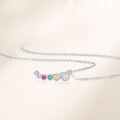 wholesale S925 Sterling Silver Wholesale Women's Exquisite Smile Rainbow Necklace With Colorful Zircon Inlay Collarbone Chain-0-2