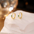 wholesale S925 Sterling Silver Simple High-end Single Zircon Earring Hoop Geometric Ear Clasp-0-4