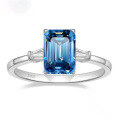 wholesale S925 Sterling Silver 3-Carat Square Emerald Cut Fashion Versatile Moissanite Ring Silver Jewelry-0-6