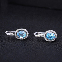 wholesale S925 silver fashion sky blue topaz earrings,-Sky Blue Topaz &gt; 925 Silver
