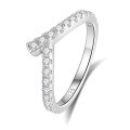 wholesale S925 Sterling Silver Zirconia Seven Princess Ring for Women, Small and Niche Stackable Row Ring,HW。-0-28