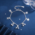 wholesale S925 silver Korean-style bracelet with bell, cross, smiley face anklet, simple forest-inspired trendy bracelet-0-13