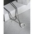 wholesale S925 Sterling Silver Small Batch Designed Minimalist Vintage Weathered Wishbone Textured Moon Pendant Necklace for Women-0-1