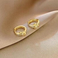 wholesale S925 Sterling Silver Knot Earrings with Diamonds for Women, New Arrival Trendy Fashion Versatile Spring Summer Earrings-Gold (pure silver)