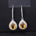 wholesale S925 Silver Light Luxury Natural Yellow Crystal Gemstone Earrings, High-End Sense with Inlaid Natural Gemstone Ear Accessories-0-0