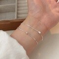 wholesale S925 Sterling Silver Chí Héng Small Sugar Cube Double Layer Bracelet for Women, Korean Stall Merchandise, Simple and Luxurious, Versatile Hand Jewelry-0-2