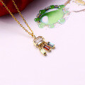 wholesale 10K Gold Summer New Geometric Crystal Pendant Women's Necklace, Minimalist Versatile Energy Pastel Color-0-1