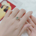 wholesale 925 Sterling Silver Small Fresh Style Hand-Engraved Natural Moss Agate Ring with Heart and Round Gemstone Luxury Ring-0-2