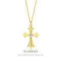 wholesale Sterling Silver Punk Retro Cross Necklace with Zirconia for Women, Elegant Layering Chain-0-0