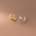 wholesale S925 silver autumn minimalist ear clip for women without earrings, multi-layer line elegant inlaid diamond M00854-0-3