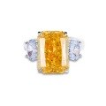 wholesale S925 Sterling Silver Goose Yellow Ring for Women, Small and Luxurious, Ice Flower Zirconia Rectangular High-Carbon Diamond Ring Collection-0-11
