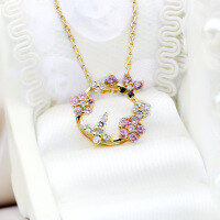 wholesale 925 Sterling Silver Butterfly Loves Flowers Colored Zircon Necklace Collarbone Chain Women's Jewelry One-Piece Drop Shipping-Butterfly Flower Colored Zirconium Necklace>925 Silver