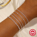 wholesale 925 Sterling Silver New Heart Chain DIY Bracelet, Small Korean Design, Popular Shiny Silver Jewelry-0-2