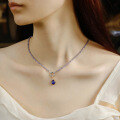 wholesale S925 Silver Plated 14K Gold Japanese Retro Light Luxury Tanzanite Necklace-0-2