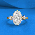 wholesale S925 Gold-Plated Silver with 8*12 Oval Ice-Cut High-Carbon Diamond Ring, Cross-Border Best Seller-0-0