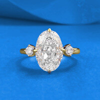 wholesale S925 Gold-Plated Silver with 8*12 Oval Ice-Cut High-Carbon Diamond Ring, Cross-Border Best Seller-R1439 Gold 6