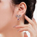 wholesale S925 Silver New 5*7 Drop Bow Knot Dangling Earrings European and American Fashion Versatile Style-0-1