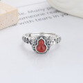 wholesale S925 silver antique-style aged coin six-syllable mantra carnelian gourd rotating design open ring-0-1