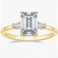wholesale S925 Sterling Silver 3-Carat Square Emerald Cut Fashion Versatile Moissanite Ring Silver Jewelry-0-2